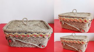 DIY How to Make a Storage Box With lid from Plastic Box amp juteDIY Storage Box Idea from Plastic BoX [upl. by Nomael]