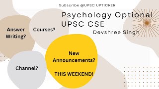 Big Announcements for UPSC CSE  Devshree Singh UPSCUPTICKER upscaspirants psychologyoptional [upl. by Clarita]