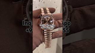 Rolexx Chocolate Brown Baguette Diamond Dial Rose Gold President Bracelet [upl. by Hewart]