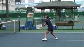 Kimiko DateKrumm Practicing at the 2012 Toray Pan Pacific Open in Japan [upl. by Nileuqcaj]