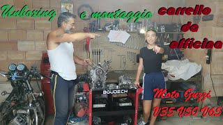 Unboxing e montaggio carrello da officina  Moto Guzzi V35 V50 V65 [upl. by Yattirb]