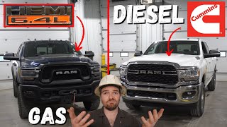 RAM 2500 Cummins DIESEL vs GAS 64 Hemi  Which Engine Should you Buy Diesel Mechanic Explains [upl. by Akkim]