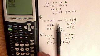 algebra  linear inequalities in one variable  TI84  examples [upl. by Teeniv798]