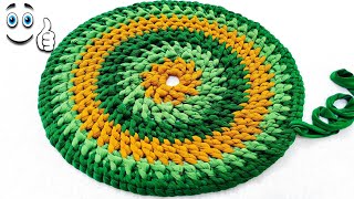 HOW TO MAKE ROUND DOORMAT AT HOME DOOR MAT MADE WITH OLD CLOTHES AND COTTON DIY [upl. by Herzig277]