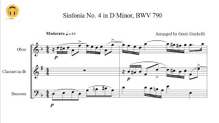 Sinfonia No 4 in D Minor BWV 790 Woodwind TrioSheets [upl. by Sallad]