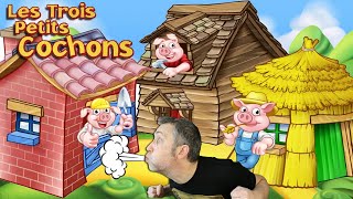 Les 3 PETITS COCHONS et le GRAND MÉCHANT LOUP  On SOUFFLE sur les MAISONS pour tester leur solidité [upl. by Yelak]