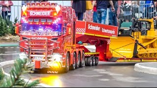 STUNNING RC Heavy Haulage SUPER Trucks Mercedes Scania [upl. by Aleacin]