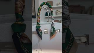 Hermes Twilly Unboxing 🍊 How to Tie a Twilly on a Birkin 35💚 birkin hermes twilly shorts [upl. by Siramaj]