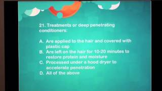 19 Cosmetology TEST shampooing draping conditioning 30 questions [upl. by Lemkul]