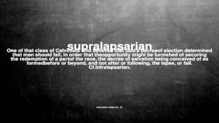 What does supralapsarian mean [upl. by Esdras]