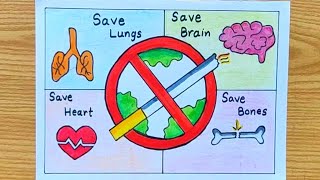 No Smoking Drawing  No Tobacco Day Poster  No Smoking Day Chart  Anti Tobacco Day Poster [upl. by Haugen]