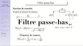 Electrocinétique  fonction de transfert  filtrage 5  étude complète dun filtre passebas [upl. by Reinaldos]