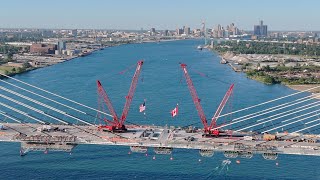 Gordie Howe International Bridge Deck Officially Connected Between US and Canada [upl. by Acirahs]