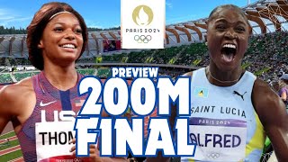 200M FINAL LIVE PREVIEW Gabby Thomas vs Julien Alfred Paris Olympics 2024 [upl. by Leoj42]