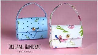 How To Make Paper Handbag Origami Paper Bag Tutorial Step by Step EASY [upl. by Ameg]