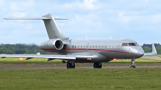 VistaJet  Bombardier Global 6000  Departing Norwich Airport [upl. by Anahoj]