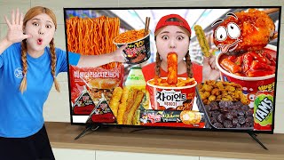 Mukbang Convenience Store food Spicy Tteokbokki by HIU 하이유 [upl. by Christabella]