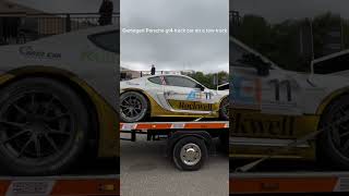 Damaged Porsche gt4 on a tow truck Brands Hatch race track [upl. by Aivat]