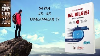 LİMİT YAYINLARI  LİMİT KRONOMETRE DİL BİLGİSİ SB  TAMLAMALAR TEST 17 [upl. by Drofliw]