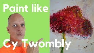 How to paint like Cy Twombly flowers  art painting tutorial flowers in acrylic [upl. by Medeah289]