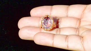 Pink Tourmaline Cab Diamond Flower Ring [upl. by Tsugua]