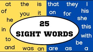 25 Sight Words for Kindergarten 1  Vocabulary Words Learn Kindergarten Sight Words Easy Learning [upl. by Ricoriki]