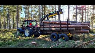 Valtra N134 Active with Moheda 121 4wd M50  Husqvarna 550XP action [upl. by Paxton]