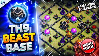 The ULTIMATE TH9 HARD MODE WAR BASE with LINK 2024  Town Hall 9 War Base ANALYSIS  PROOF Replays [upl. by Savage801]