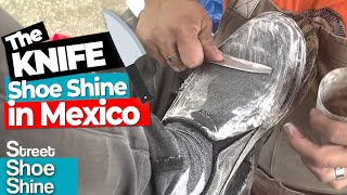 Shoe Shine ASMR KNIFE Sneakers Cleaning  ASMR Shoe Shine Service Mexico asmr shoes [upl. by Anenahs387]