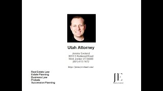 Real Estate Lawyer Salt Lake City UT 84144  Jeremy Eveland [upl. by Demetre]