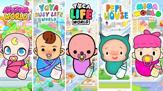 Ребёнок в Тока Бока vs Avatar World vs Miga World vs Pepi House vs Yoya World  Toca Life World [upl. by Eive598]