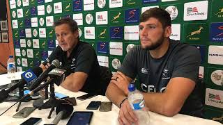 Sharks coach Robert du Preez and captain Ruan Botha after Currie Cup Final defeat [upl. by Mcgrody]