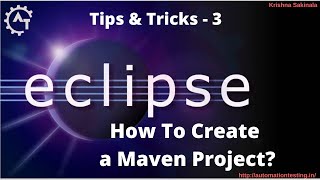 3 How to create a Maven Project in Eclipse  Java Maven Project  Eclipse Tutorial [upl. by Jary]