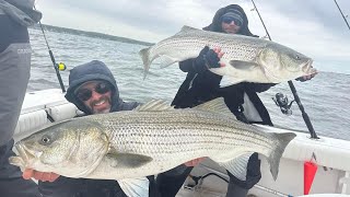 How to catch MONSTER striped bass with THE GOAT CHUCK quotTymanquot Manny Part 1  2 [upl. by Ermengarde]