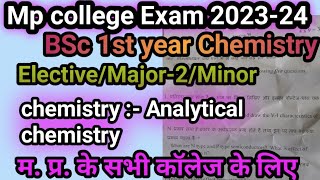 BSc first year chemistry Major2 Analytical chemistry question paper1st year chemistry paper [upl. by Tonie]