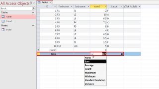 MS access tutorial How to Display column totals in a datasheet using a Totals row [upl. by Barfuss116]