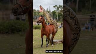 How a Huge Python Ate a Red Horse Whole shorts [upl. by Alleyn]