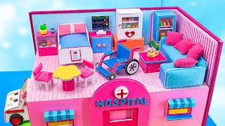 How To Make Miniature Pink Hospital and DIY Medical Kit DIY Doctor Set with Polymer Clay Cardboard [upl. by Irreg428]