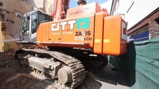 Hitachi ZX 470  3 Longfront mit OilQuick System beim Innenstadtabbruch in Hameln HD [upl. by Anilev]