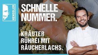 Schnelles KräuterRühreiRezept mit Räucherlachs und Creme Fraiche von Steffen Henssler [upl. by Gamin]