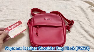 Supreme Leather Shoulder Bag Black FW23 Review [upl. by Valry831]