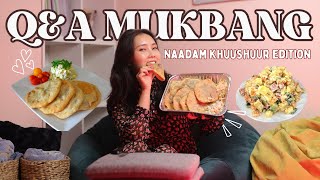 Наадмын Хуушуур Идэнгээ Буу Халъя  QampA Mukbang Naadam Khuushuur [upl. by Jordon]