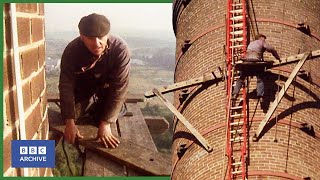 1982 FRED DIBNAH shows HOW to erect a CHIMNEY SCAFFOLD at 200 feet  Fred  1980s  BBC Archive [upl. by Nahpets]