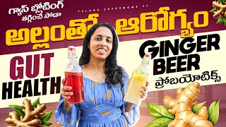 అల్లంతో ఆరోగ్యం Healthy Probiotic Drink for Gut Health to Fix Gas Bloating  Ginger Beer In Telugu [upl. by Hake]