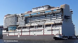 AIDAcosma  time lapse float out mega block at MEYER WERFT shipyard in Papenburg  4KQualityVideo [upl. by Lovering]