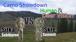 Compare Sitka SubAlpine Versus Skre Summit on 16 Different Backgrounds in Human and Deer Vision [upl. by Mharba142]