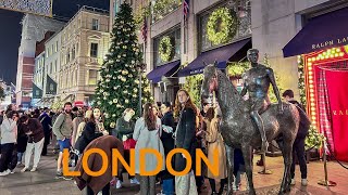 🇬🇧 London Walk  Early Christmas scene at Mayfair luxury district  Christmas lights 2024 [upl. by Esiuole]