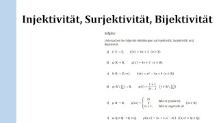 Injektivität Surjektivität Bijektivität mit Beispielaufgaben [upl. by Elleynad]