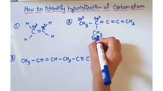 How to identify hybridization of carbon atom sp  sp2 sp3 [upl. by Ripleigh]