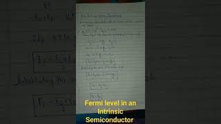 Engineering Physics  Fermi level in an Intrinsic Semiconductor  Derivation [upl. by Marguerita113]